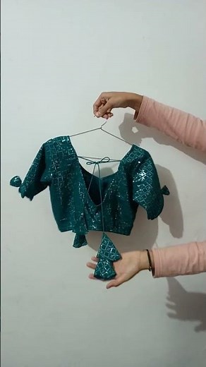 #sequins fabric # back button blouse #sleeve bow design....