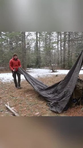 Solo Tarp Camp in a Snowstorm. Part 1 #bushcraft #build #camp #camping #survival #shelter #wildlife #Outdoors #outdoor #viral #fyp #foryou