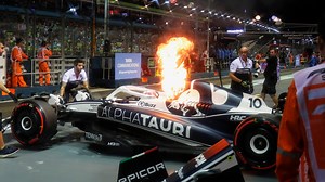 Pierre Gasly leaps out of fire ravaged car as his Alpha Tauri bursts into flames