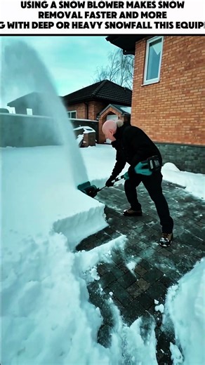 Heavy Snow Removal Using a Powerful Snow Blower Machine