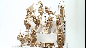 Rolife Build Your Own 3D Wooden Assembly Puzzle Wood Craft Kit Wolf Model Gifts for Kids and Adults