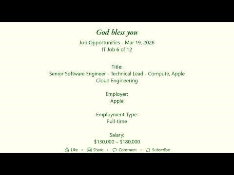 Daily IT Jobs Opportunities 2026-03-19