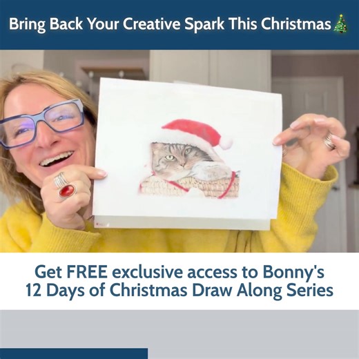 Pop the kettle on and grab your coloured pencils - it’s time for a bit of calm amongst the chaos. From 14–25 December, join me for 12 gentle drawing sessions, where we’ll create a sweet, twinkly-eyed festive kitten together, one step at a time. You’ll get: • A short, easy-to-follow tutorial each day • A beautiful finished piece by Christmas Day • A reminder that creativity really can bring a bit of peace (and fun) back into your days It’s completely free to join - just bring your coloured pencil