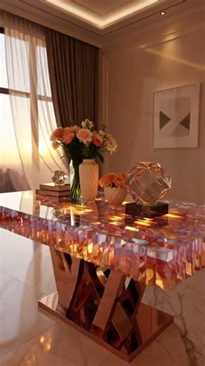 Luminous Cascade Prism Table Timelapse | Kiran Khan AI Studio