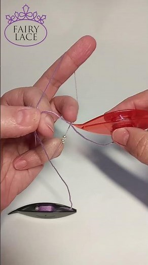 How to Add 4 Beads Between Split Rings in Shuttle Tatting | Two Shuttles Technique #Shorts