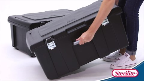 (3 pack) Sterilite Footlocker, Heavy Duty Plastic Storage Container, with Handle and Wheels, Lockable, Teal