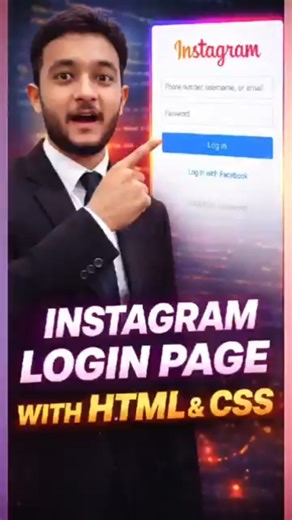 Instagram Login Page using HTML & CSS 🔥#ai #shorts #animasi #coding