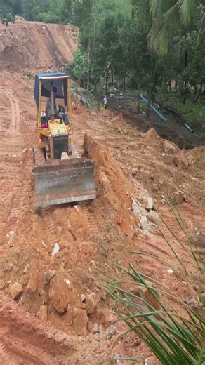 EP539 Dozer Pushing Stone Clearing Land with Trucks 15Ton Dumping on the Mountain