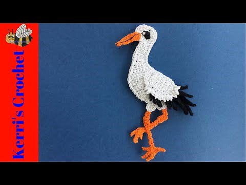 Crochet Stork Tutorial - Crochet Applique Tutorial