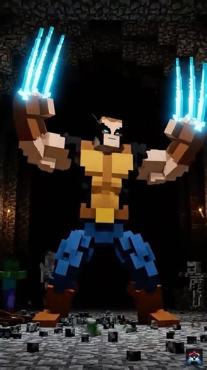 Wolverine vs Minecraft Mobs 🐺✨ #wolverine #shorts #minecraft