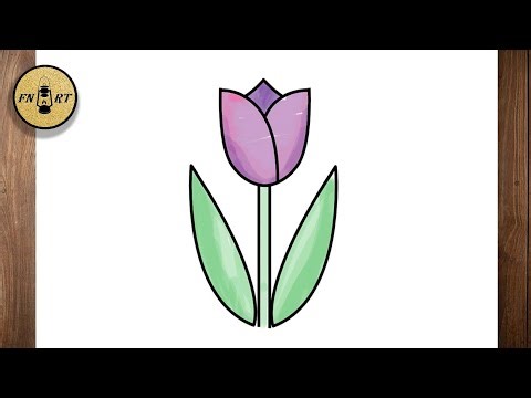 How to draw a tulip flower easy step by step