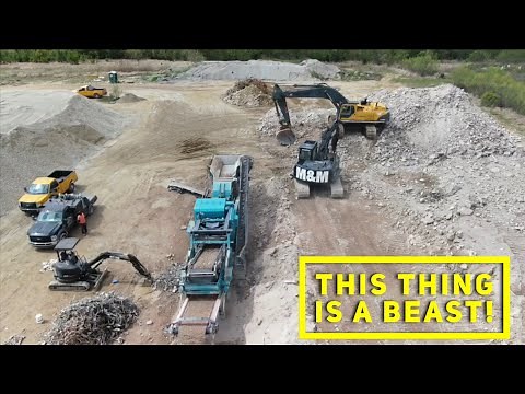 Concrete crusher in action & up close