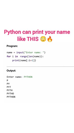 Python can print your name like THIS 😳🔥Unique Python Trick You Must Try 🤯 #pythontricks #shorts💯#yt