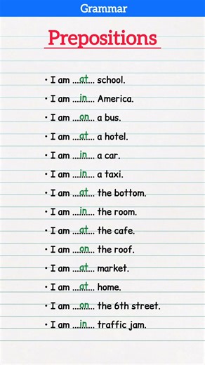 Preposition At, On In Sentences