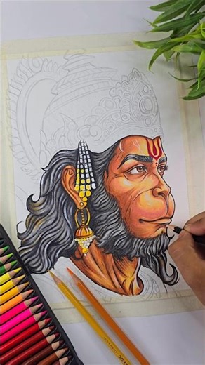 Lord Hanuman 🔥 #shorts #hanumanchalisa #hanumanbhajans #hanumanji #hanuman #art #drawing #ram