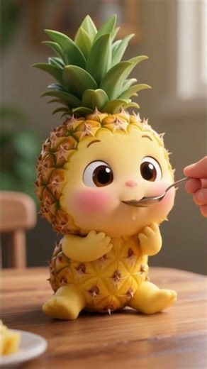 Adorable Pineapple Eats Pineapple with Delight! #shorts #cute