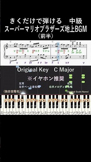 #Ground BGM (first half) #Intermediate #Mario #Play just by listening #Piano #Beginner piano #Eas...