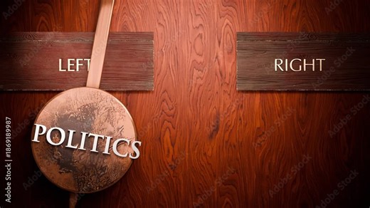 Politics swings between left and right. Visualizing a repeated pattern of Politics that cycles between extremities: left and right. Repeating transition from left to right.