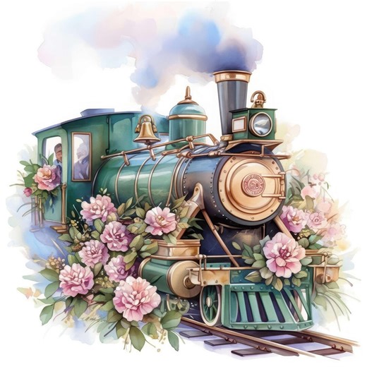 13 Floral Christmas Train Clipart, Train Illustration, Printable Watercolor Clipart, High Quality JPG, Commercial Use, Paper Craft, Journal - Etsy