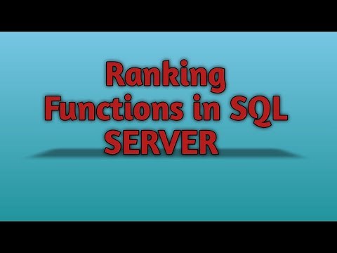 Ranking Functions in SQL SERVER