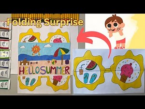 How to Draw a Sunny Beach Scene: Summer Folding Surprise Art for Kids | Fun and Easy drawing