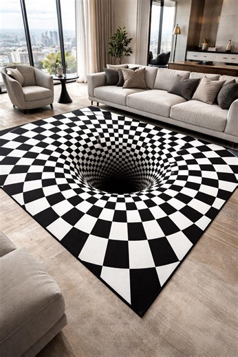 3D Illusion Rug Optical Black Hole Area Rug, Vortex Checkerboard Floor Mat for Gaming Room, Modern Geometric Trippy Decor, Non Slip Carpet - Etsy
