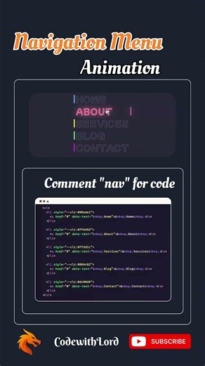 Animated Navigation Menu UI Design | CSS Hover Effects & Modern Navbar Animation