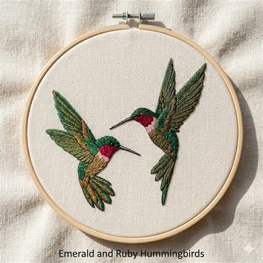 Hummingbirds Hand Embroidery Pattern, Birds Duo Embroidery Design (PDF Download) - Etsy