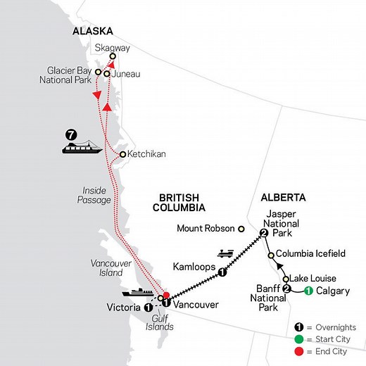 Western Canada by Rail with Alaska Cruise - Cosmos (16 Days From Calgary to Vancouver)