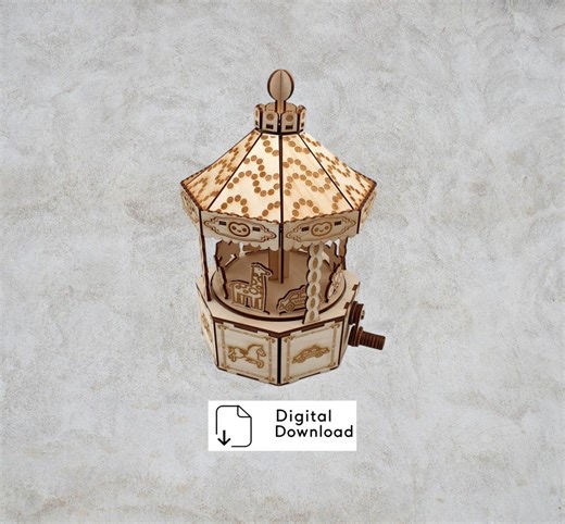 Children's Carousel With Rotating Platform as a DIY Craft Project, Children's Toy or Gift | SVG File - Etsy