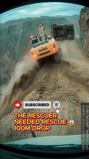 Rescue Mission on a 100m Cliff #heavyequipment #constructionaccident #shorts
