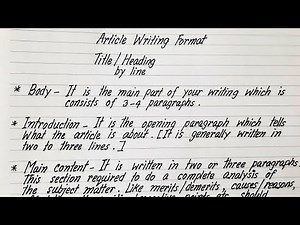 How to write an article || Article Writing Format