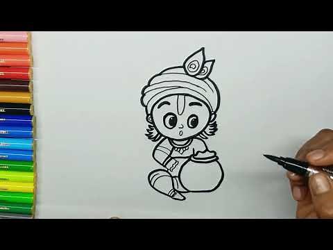 Krishna Ji Drawing and Painting | Kanha ji ki painting |Easy steps painting for kids‪@KidsToysFunTimeX‬