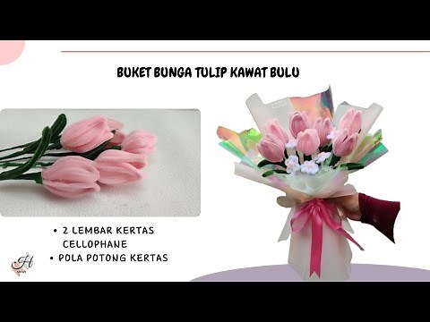 DIY TULIP FLOWER BOUQUET TUTORIAL FEATHER WIRE / PIPE CLEANER