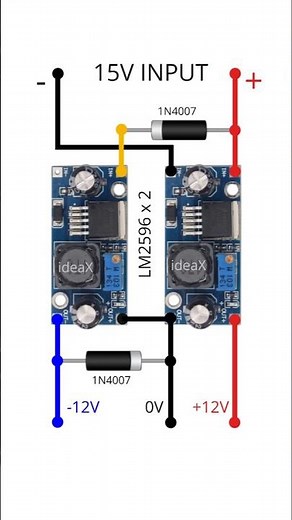Dual Power Supply from Single Source Using LM2596 #electronics #diyelectronics #diy #ideax