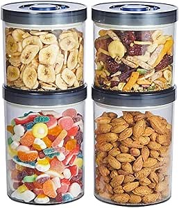 Coffee Bean Storage Vacuum Sealed Containers Sealed Food Storage Containers Coffee Vacuum Canisters Food Containers Sugar Storage Containers Sealed 4 Piece Set Dark Gray