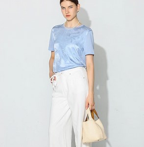 Mulberry Silk Short Sleeve T-shirt: Tonal Jacquard Top - Etsy