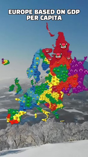 Europe based on GDP per capita #geo #geography #maps #italy #map #mapping #xyzbca #abcxyz #andiamoneiperte #perte #fyp #fypシ