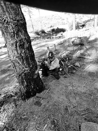 Tree felling today on the forest to get rid of all hazardous trees in order to reopen a campsite on the Angeles National Forest.. Doing Hotshot shit before fire season. #hotshotfirefighter #valyermohotshots #angelesnationalforest #treefelling #forsest