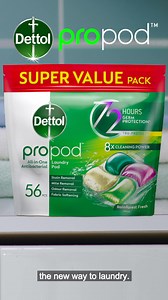 11K views · 25 shares | NEW! Dettol Laundry Propod Experience The New Way to Laundry  — with 8X cleaning power & 72-hour germ protection. Say goodbye to musty smells, and hello to fresher, cleaner laundry. 識✨ Try it now! #DettolPropod #GermsOutFreshnessIn #DettolSG | Dettol Singapore | Facebook