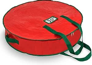 Handy Laundry Christmas Wreath Storage Bag - Durable, Tarp Material, Zipper, Sturdy Carry Handles, Pest Protection - Ideal Home, Garage Organization for Seasonal Holiday Wreath Decorations (30")