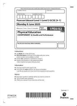 Merged 2025 Pearson EDEXCEL GCSE Physical EducATIon Paper 2 And Mark Scheme 1pe0 02
