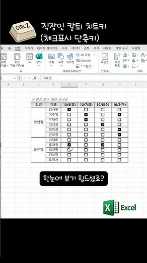 엑셀 실무 체크 단축키 이렇게 해보세요 / 엑셀 칼퇴 치트키 #excel #exceltips #엑셀함수