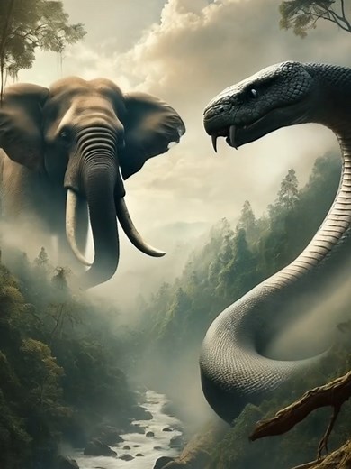 AI Art: Creating an Epic Moment of a Snake and an Elephant
