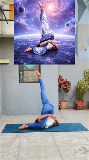 Try this bounded karnapidasana-Sarvangasana variation #yoga