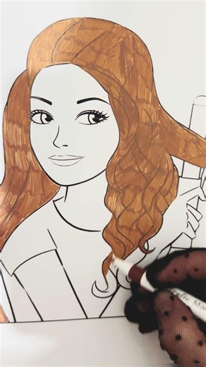 Beautiful Girl Coloring Tutorial 🎨 |Relaxing Art & Drawing Process #art #drawing #painting #shorts