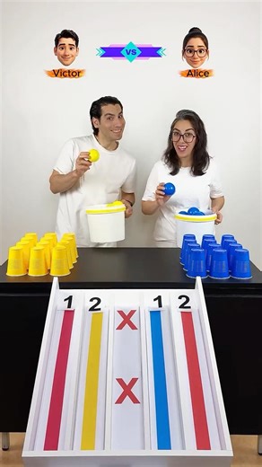 Cup Collection Challenge Ball Rolling Duel, EP.2 Victor vs Alice, #Family Challenge #shorts2026
