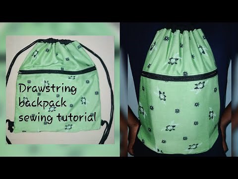 DRAWSTRING BACKPACK WITH ZIPPER POCKET | HOW TO SEW A DRAWSTRING BACKPACK WITH A ZIPPER POCKET |
