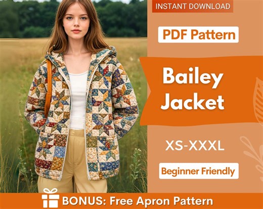 Jacket With Hoodie Sewing Pattern for Women | Coat Pattern | Sewing Patterns | Quilted Jacket Pattern | Hooded Jacket Coat | Beginner Jacket - Etsy UK