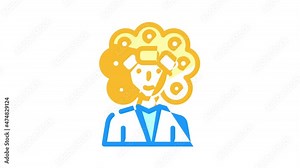 perm hair animated color icon perm hair sign. isolated on white background